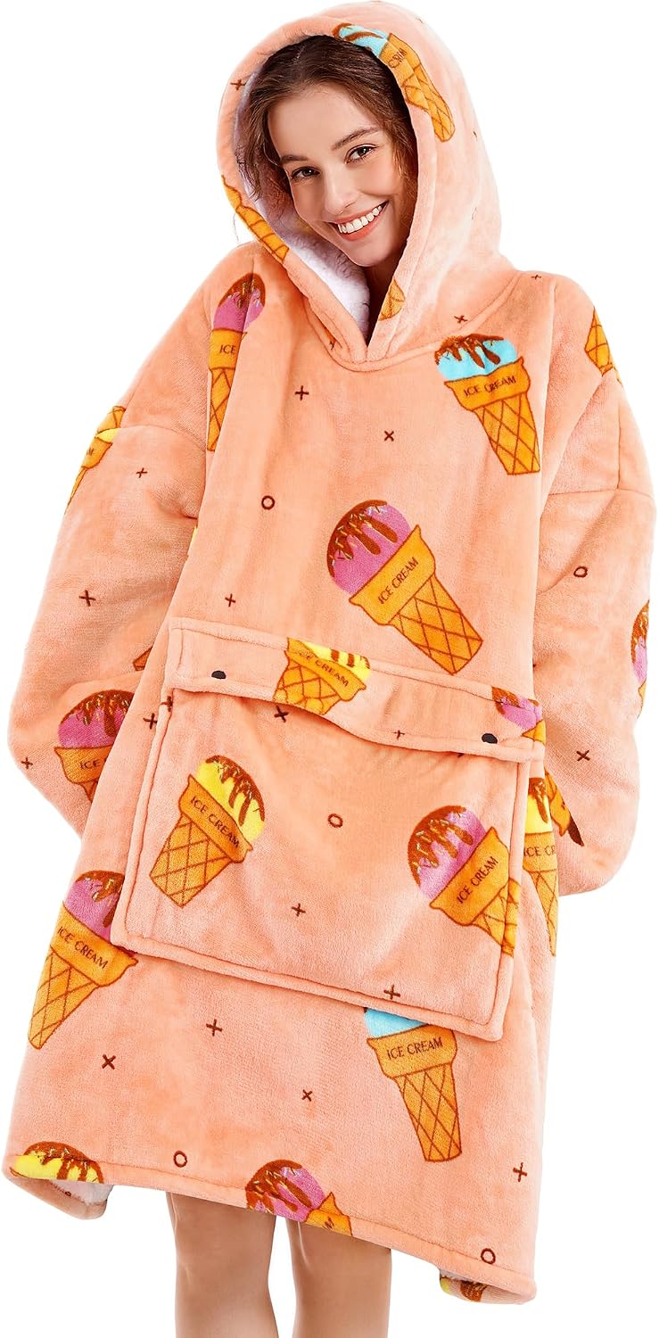 Narecte Cozy Oversized Blanket Hoodie Wearable Blanket Adults Soft Hooded Blanket Hoodie Birthday Gifts for Women Christmas - Colors A