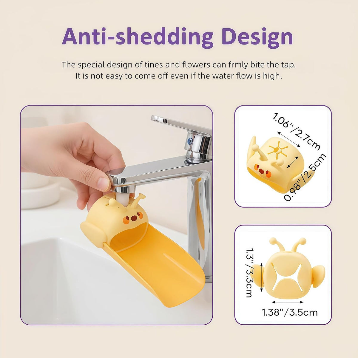 2 Pack Faucet Extender for Toddlers, Silicone Faucet Extender, Easy Install Faucet Sink Spout Extender for Kids, Hand Washing Fits Standard and Gooseneck (Purple & Yellow)