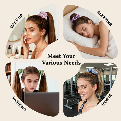 Satin Scrunchies for Women – 8PCS Blush & Brown Silk Hair Ties Set – No Crease, Frizz-Free, Gentle Elastic Hair Bands, Soft & Stylish Everyday Hair Accessories Gifts