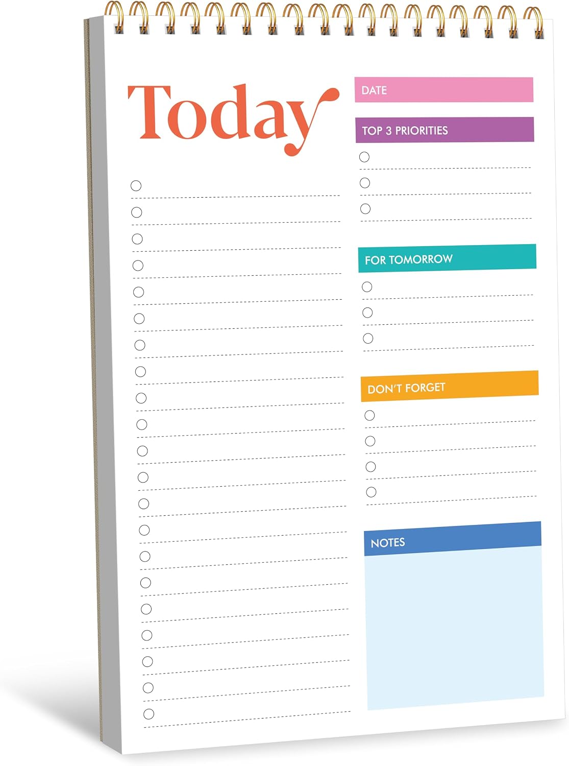 2 To Do List Notepads, Daily Planner Notebook with Tear-off Design, Undated Writing Organizer for Daily Tasks and Goal, Coiled Task Track Checklist Productivity Pad for Office, Classroom, Home, School