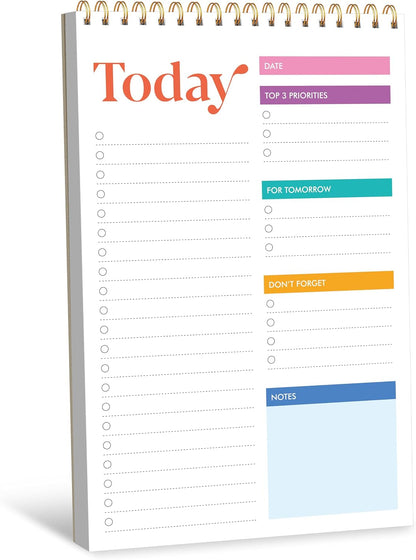 2 To Do List Notepads, Daily Planner Notebook with Tear-off Design, Undated Writing Organizer for Daily Tasks and Goal, Coiled Task Track Checklist Productivity Pad for Office, Classroom, Home, School