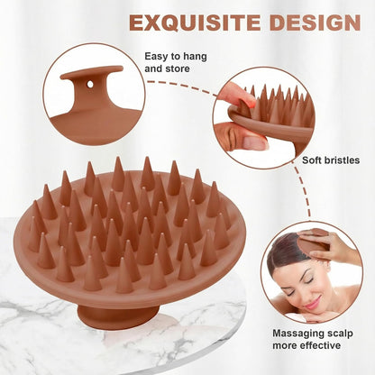 Meartchy Silicone Scalp Massager Shampoo Brush, Scalp Brush for Hair Growth & Dandruff Removal, Hair Scrubber Scalp Stimulator Exfoliator Brush with Soft Bristles for Wet Dry Scalp Care (Black)