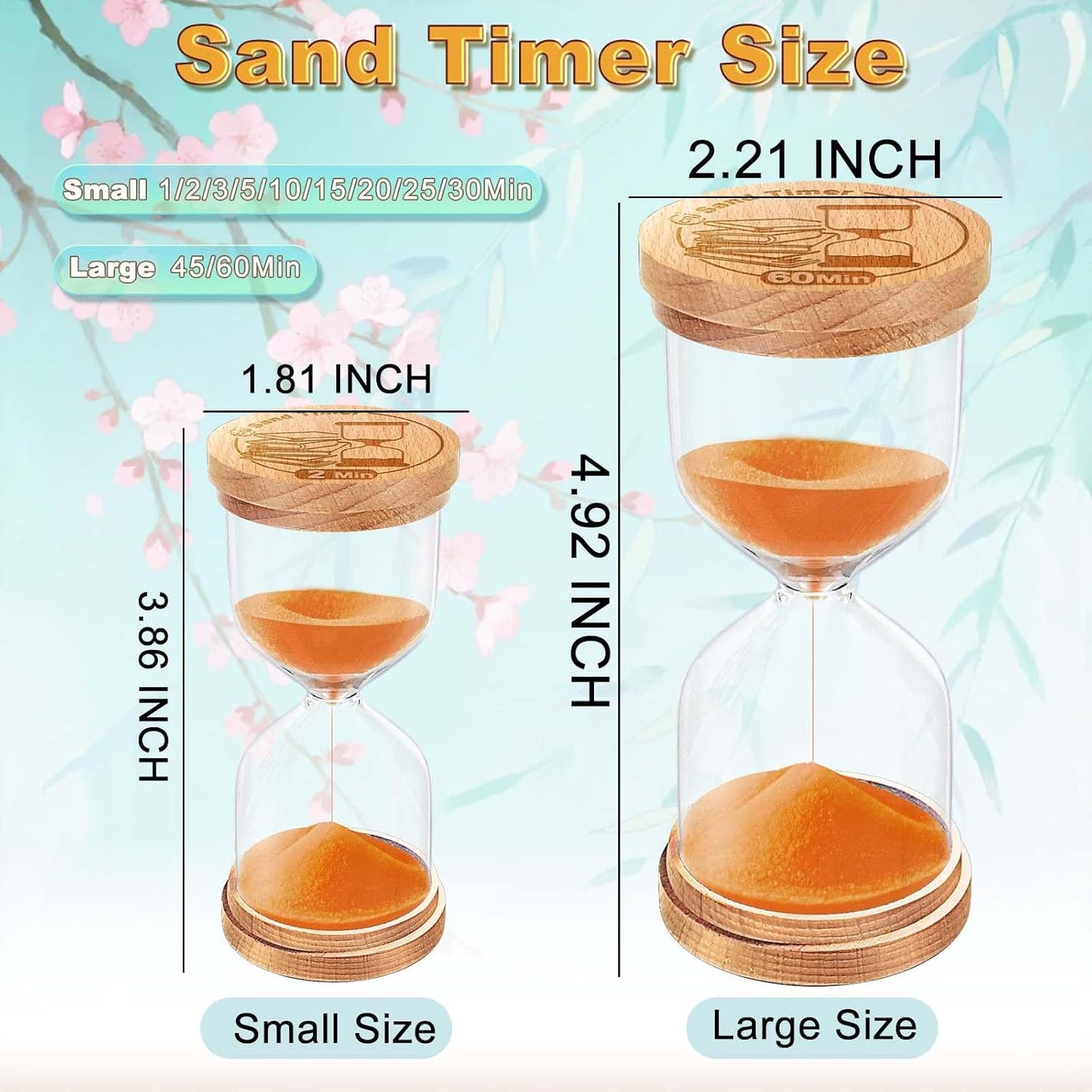 CNCJ Wooden Hourglass Sand Timer, 3 Minute Blue Sand Watch Reloj De Arena for Desk Decor Kitchen Classroom Office Study Home Decoration