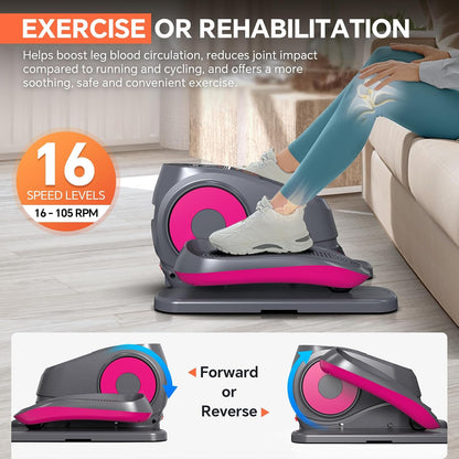 Under Desk Elliptical Machine, 16-Speed Electric Elliptical Leg Exerciser as Seen on TV for Seniors, Quiet Portable Seated Pedal Exerciser for Home Office with Auto & Manual Modes, and Remote Control