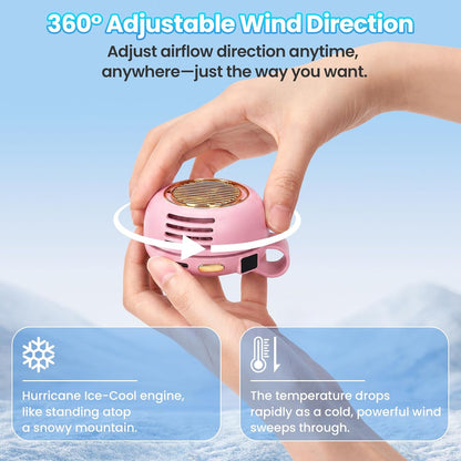 Portable Silent Mini Bladeless Fan Clip On, Adjustable 5 Speeds 360° Rotatable Clip on Fan for Shirt & Waist, USB Rechargeable Small Whirlwind Fans, For Outdoor & Travel & Office (White)