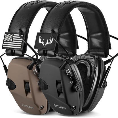 ZOHAN Electronic Shooting Earmuffs Built in Ambient Sound Amplifier, Hearing Protection for Shooters, NRR 23dB Noise Reduction, Ideal Gun Range Ear Protection Headphones for Hunting-Black&Purple