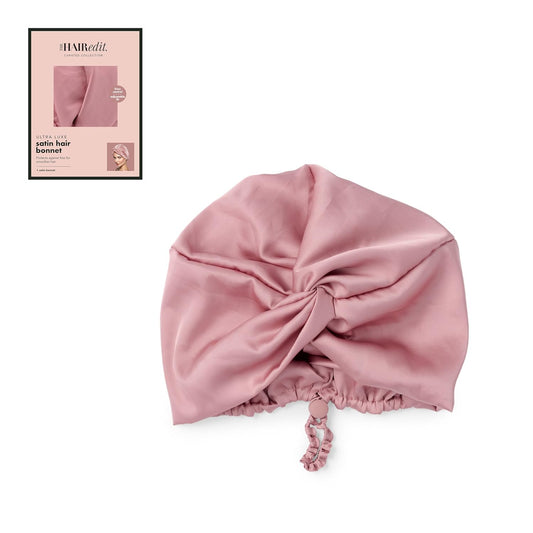 The Hair Edit Ultra Luxe Satin Hair Bonnet, Sleep Bonnet for Overnight Frizz Control & Moisture Lock, Protecting Blowouts, Curls & Braids, Comfortable Secure Fit, Hair Care for All Hair Types