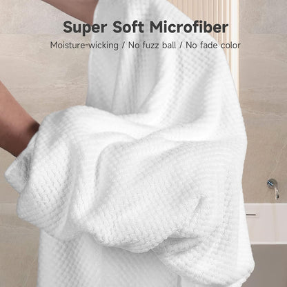 Umisleep Extra Large Microfiber Hair Towel for Women Long, Curly, Thick Hair, Super Soft Anti Frizz Quick Dry Hair Towel Wrap, Ultra Absorbent Hair Turban with Elastic Band White