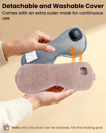 Cordless Heated Eye Mask with 1500mAh Large Battery, 4 Heat Levels & 100% Blackout for Dry Eyes Relief, Fast Heating Eye Heating Pad with 2 Washable Covers for Sleep, Travel, MGD, Blepharitis