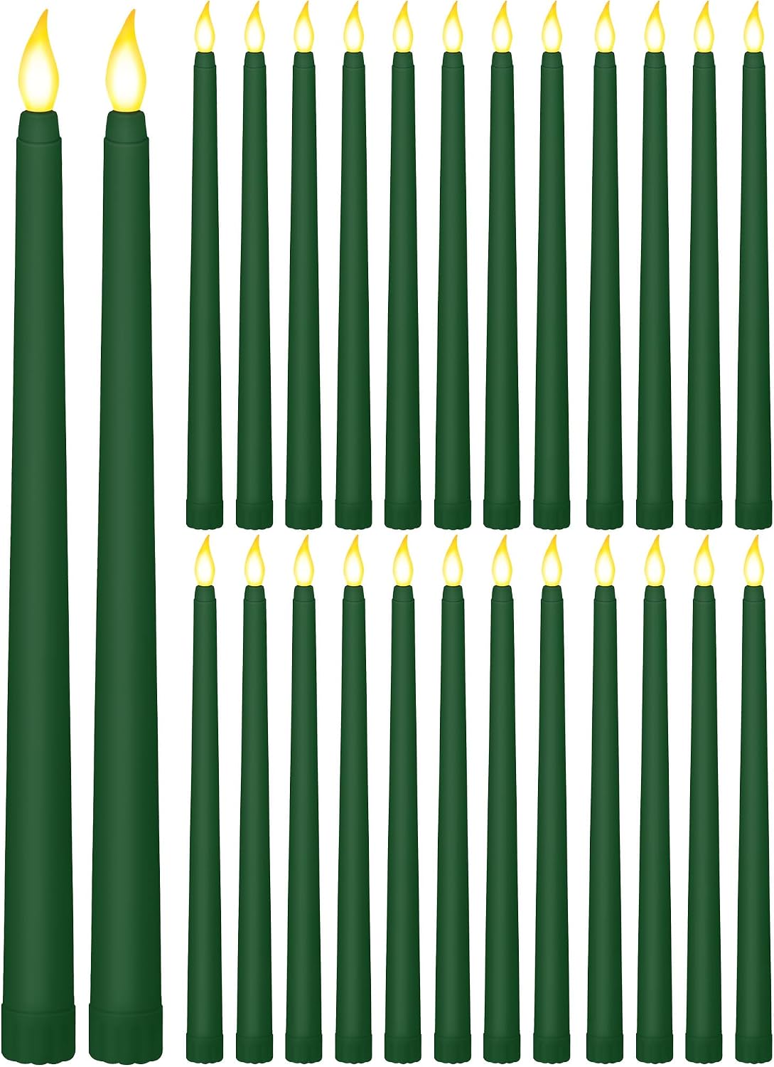 Treela 24 Pcs Flameless Taper Candles Battery Operated Bulk Fake Candles Light LED Candle Sticks Flickering Tapered for Easter Wedding Anniversary Decoration(Basic,11 Inch,Ivory)