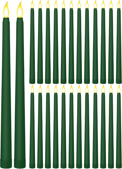 Treela 24 Pcs Flameless Taper Candles Battery Operated Bulk Fake Candles Light LED Candle Sticks Flickering Tapered for Easter Wedding Anniversary Decoration(Basic,11 Inch,Ivory)
