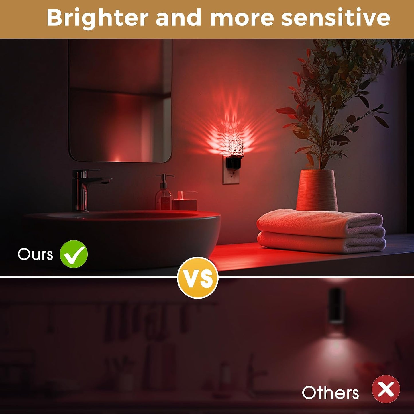 L LOHAS LED Night Light, Dimmable Night Lights Plug into Wall, Automatic Night Lights Plug in with Auto Light Sensor,Adjustable Brightness Amber LED Night Light, for Bedroom Hallway Home Decor
