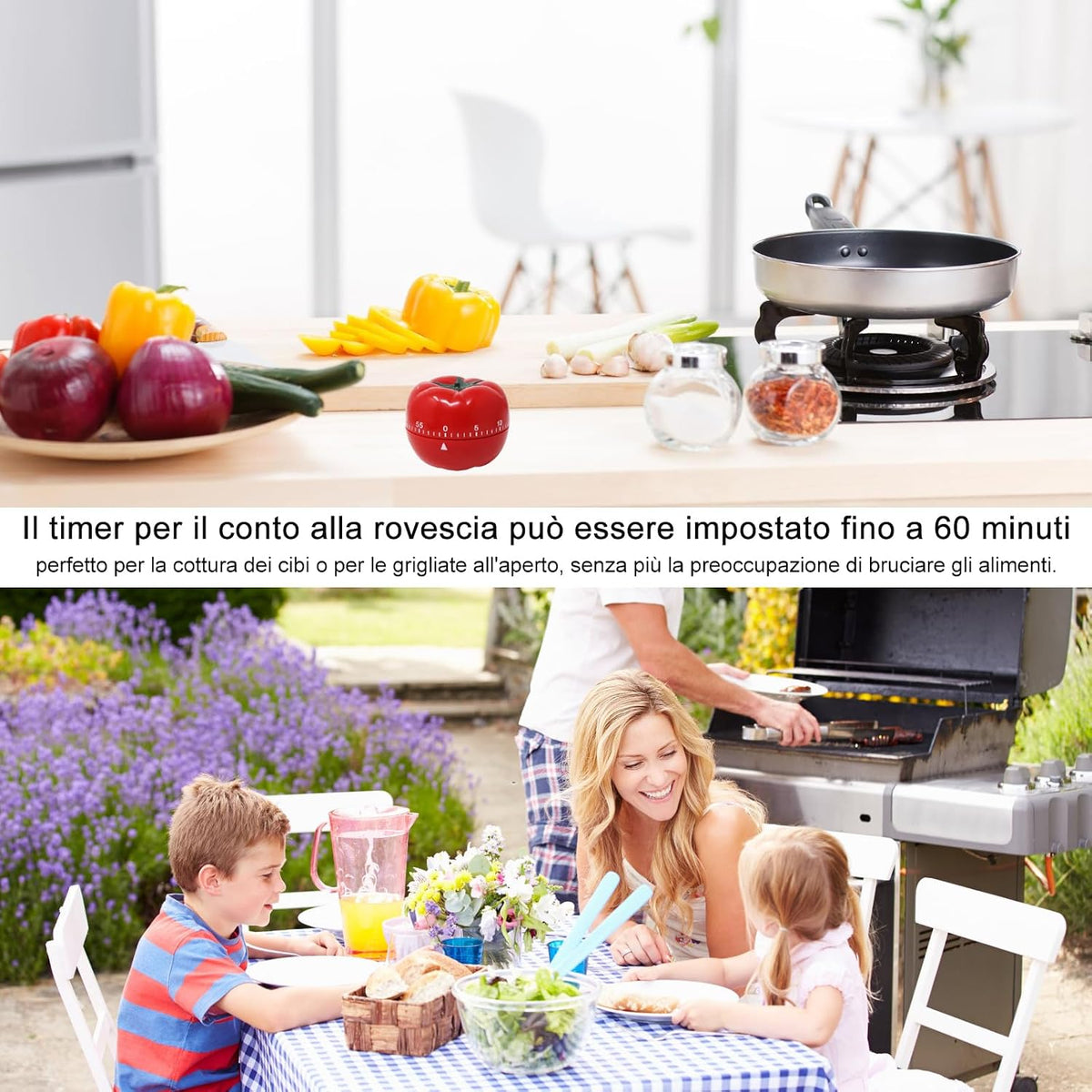 yueton Manual Mechanical Tomato Timer -Ring Alarm Kitchen Timer for Cooking Study Gym Countdown Clock Red
