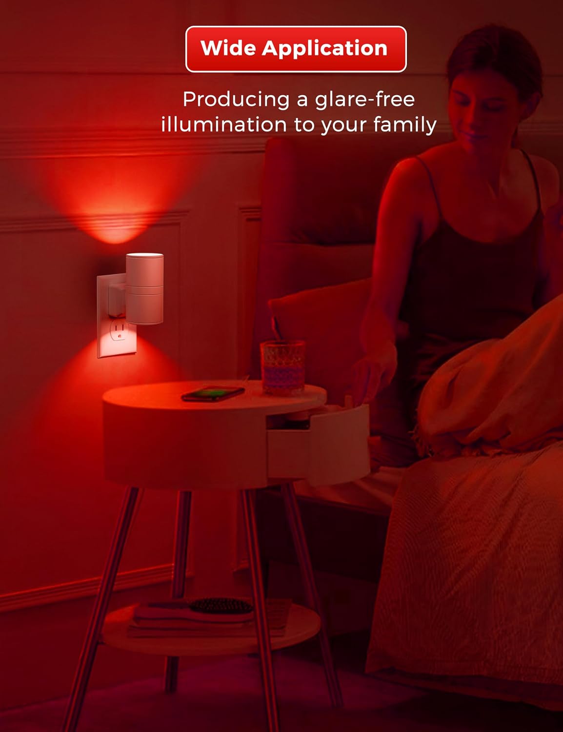 L LOHAS LED Night Light, Amber Nightlight, Dimmable Night Light 100LM, Light Sensor, Yellow Nightlight, Sleep Light for Kids, Soft & Warm Light for Bedroom, Hallway, Bathroom, 2 Pack