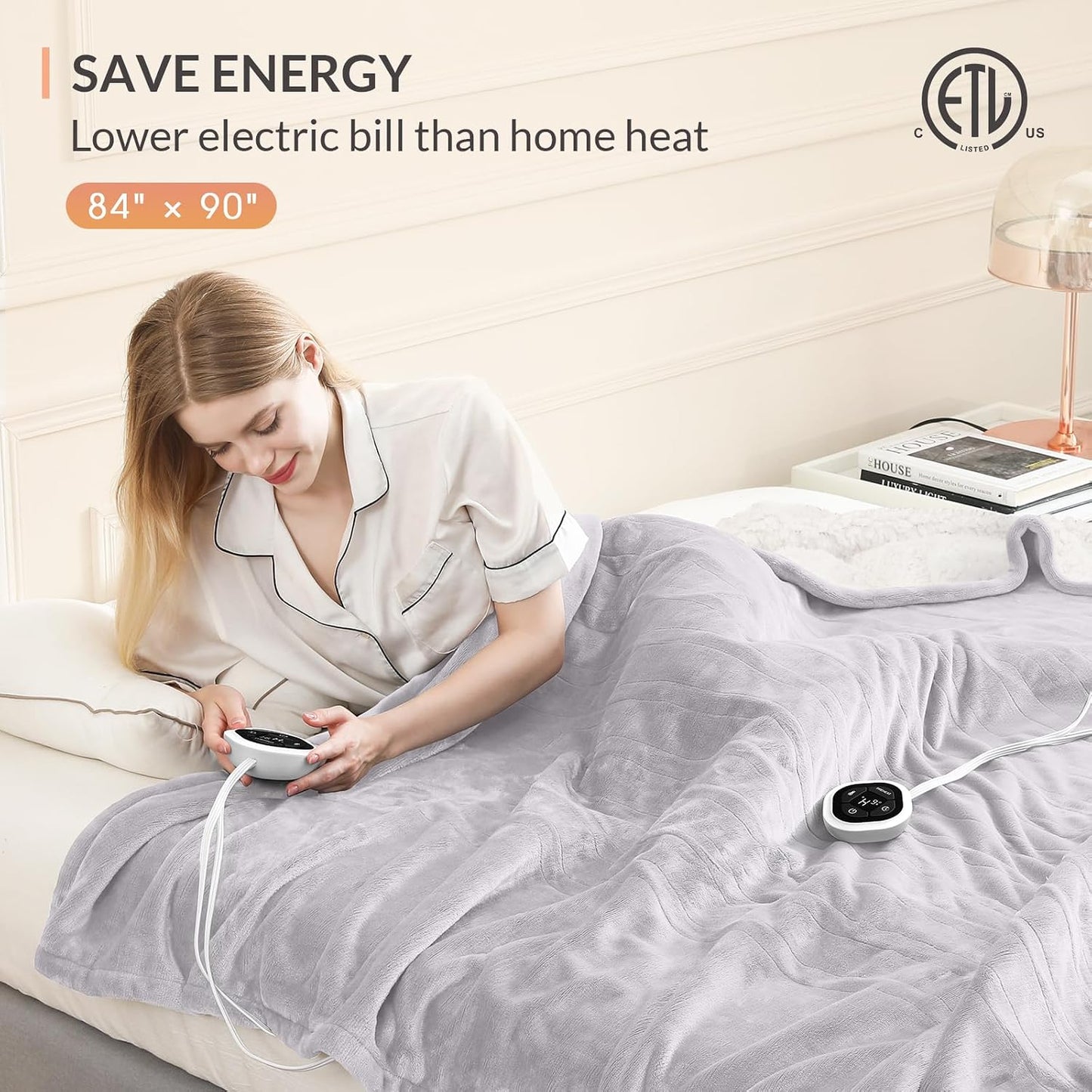 HOMLYNS LuxeHeat Heated Blanket Electric Blanket, Soft Flannel Sherpa Heated Throw, Heating Blanket with 5 Heat Settings, 3 hrs Timer Auto Shut Off (50x60 inches, Purple), Only for 120V Voltage Use