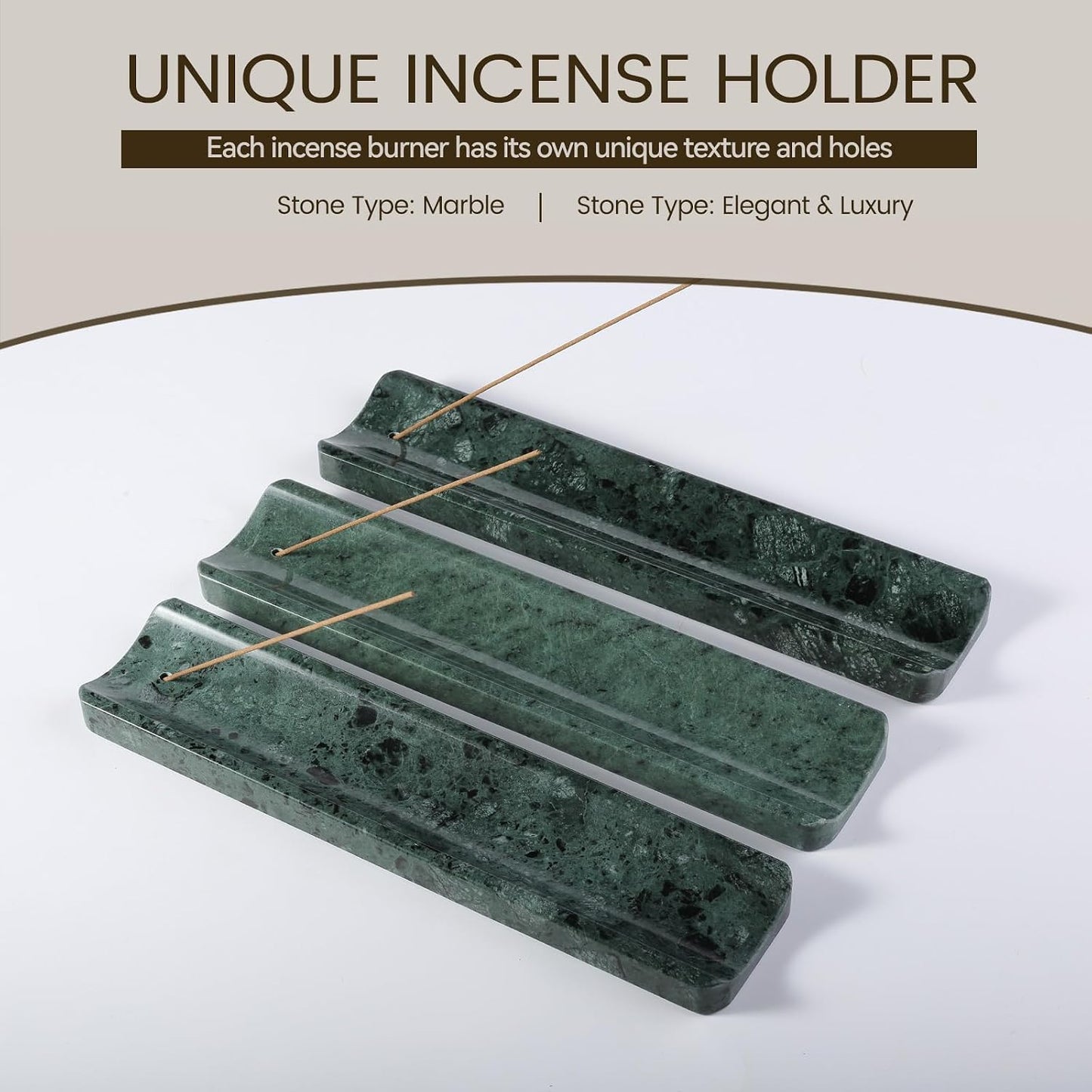 Koville Marble Incense Holder, Incense Holder for Sticks, Incense Sticks Holder Ash Catcher for Meditation Yoga SPA, Natural Stone Incense Burner, Home Table Decor (Grey)