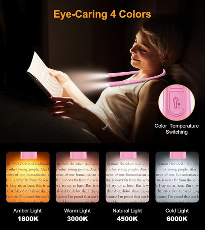Gritin Book Light,Eye Caring 3 Colors & Stepless Dimming Neck Reading Light