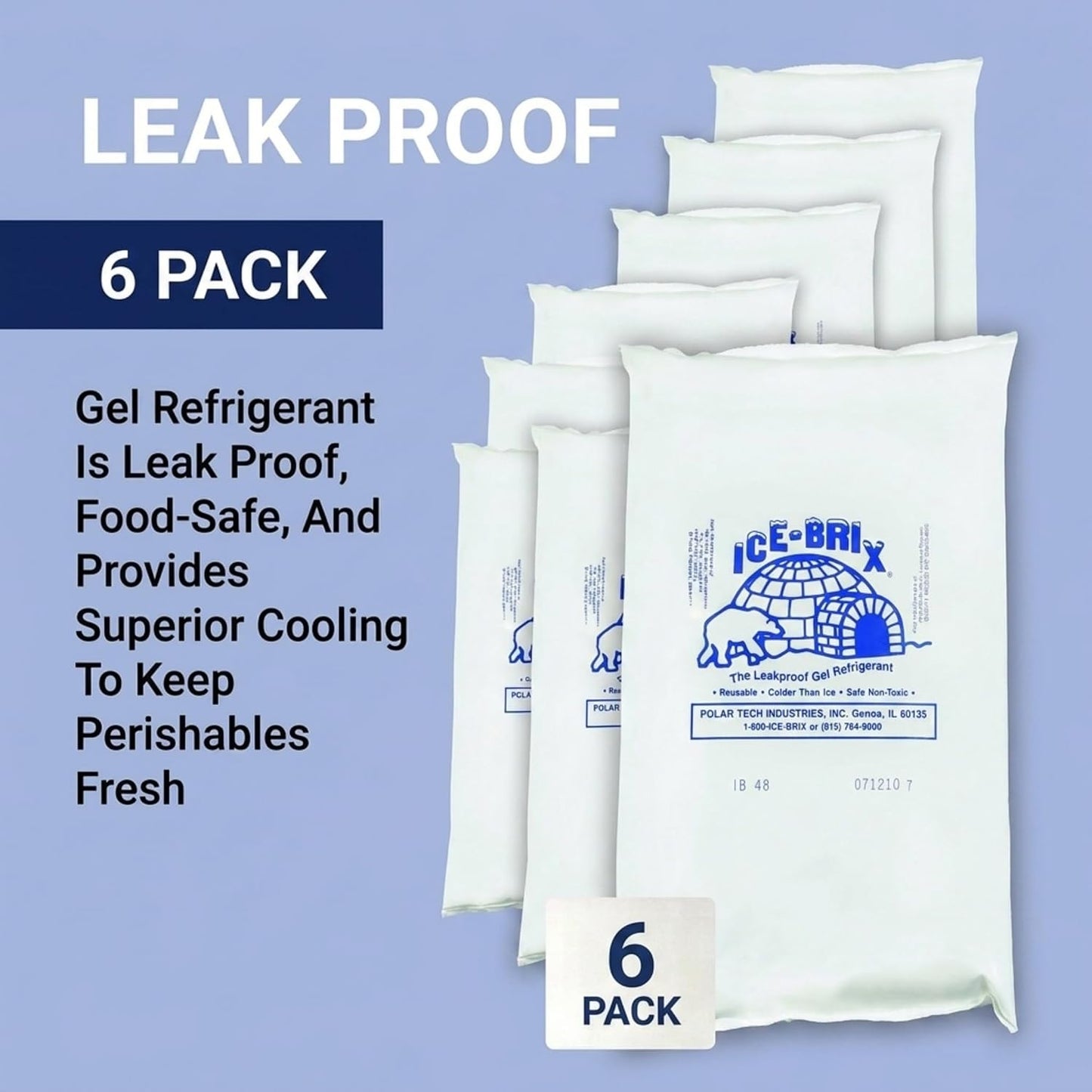 ICE-BRIX Reusable Gel Ice Packs for Shipping, 5 x 2.75 x 0.75 in, 3 oz White (96 Pack) - Compact Cold Packs for GLP-1 Medication Mailers, Lunch Boxes, Small Coolers, Frozen Food & Perishables