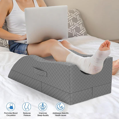 TranquilRelax Leg Elevation Pillows for After Surgery, Wedge Pillow, Grey