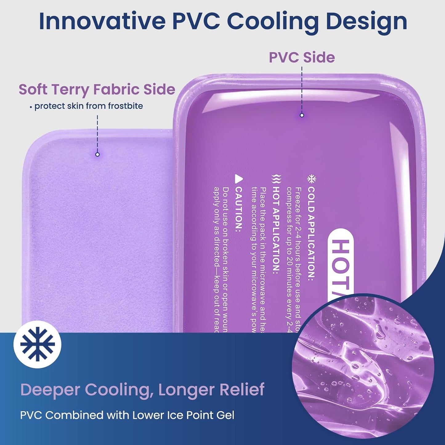 REVIX Ice Packs for Injuries Reusable, 2 Packs Hot & Cold Gel Ice Packs with PVC Cooling Design & Adjustable Strap, Flexible Therapy on Joints, Muscles, Shoulder, Back and Knee (10" x 5" Blue)