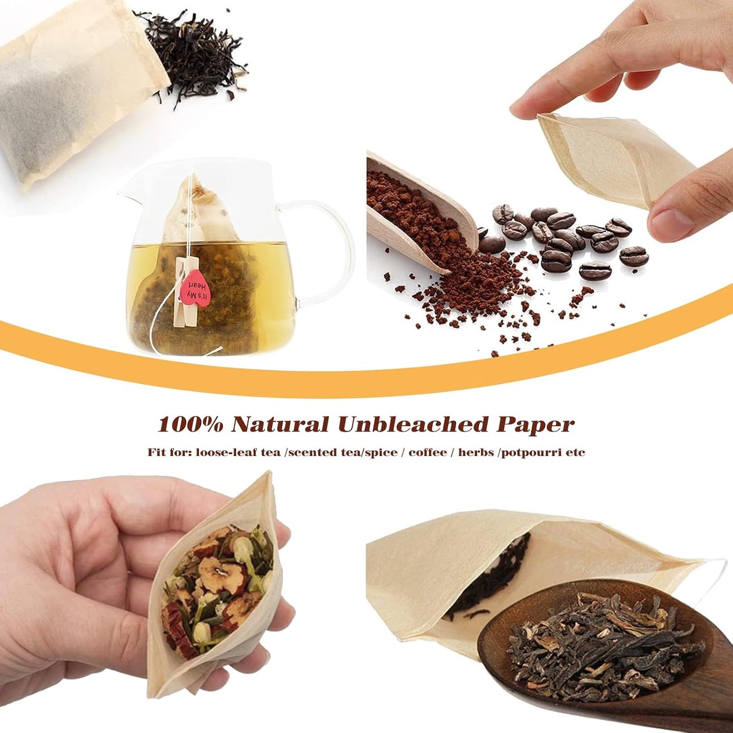 NEPAK 600 Pcs Disposable Tea Bags with Drawstring,Tea Filter Bags,Empty Tea Bags for Loose Leaf Tea(2.36 x 3.15 inch)