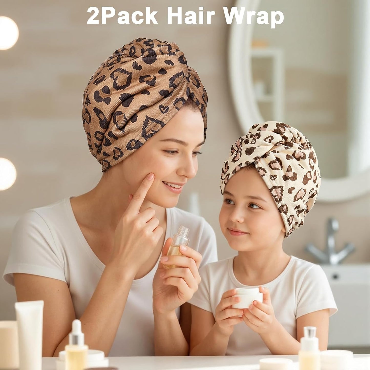 Unicorn Castle Microfiber Hair Towel for Kids 2Pack Hair Wrap Towels Absorbent Hair Drying Towel Wrap Hair Turbans for Curly Thick Hair, Pink White Strawberry