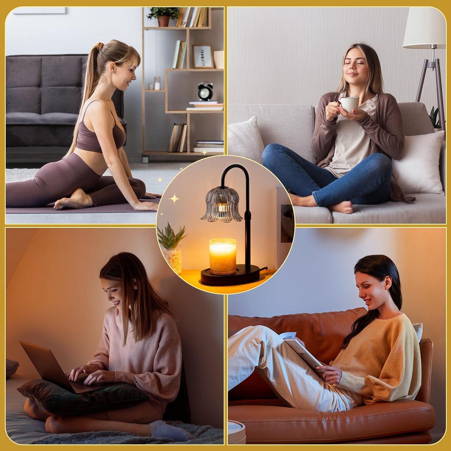 CRMILL Candle Warmer Lamp Electric Timer - Candles Warming Light Height Adjustable Dimmable Warmers Flower Lamps No Flame Heat Warm Melt Wax Jar Modern Home Decor Table Lights for Home Living Bedroom
