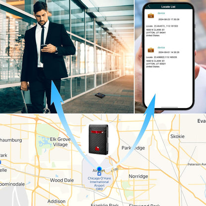 Mens Wallet Tracker Work for Anroid & iOS Device, Smart Wallet for Men WIth Tracker (Android & iOS, Carbon Black & Black)