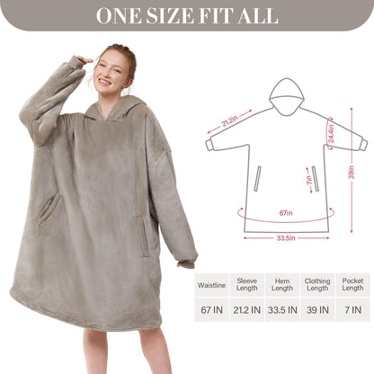 LetsFunny Blanket Hoodie,Oversized Wearable Sherpa Fleece Blanket Sweatshirt,Super Soft Warm Cozy with Giant Pocket,Gifts for Women Men Adults Teenagers, One Size Fits All