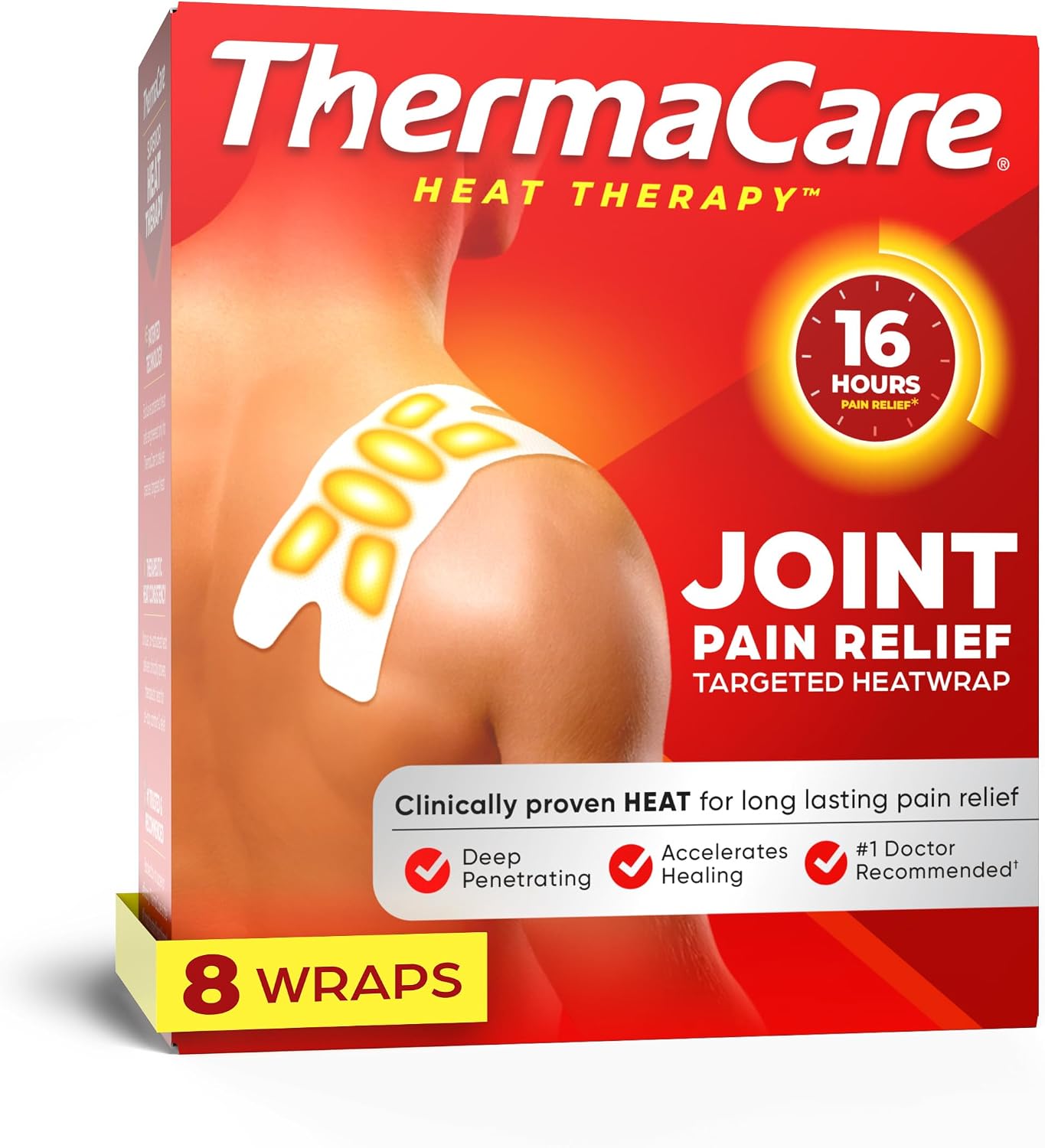ThermaCare Portable Heating Pads for Muscle & Joint Pain Relief - Adhesive Heat Wraps, Drug-Free Heat Therapy - Flexible, Discreet Heat Patches for Daily Comfort & Wear - 8 Count