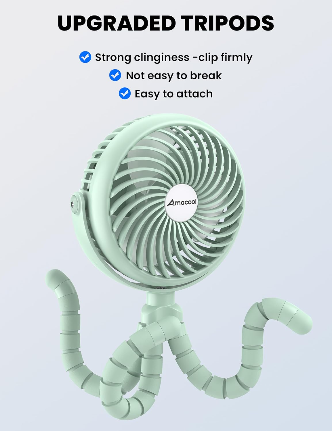 AMACOOL Baby Stroller Fan 5000mAh Rechargeable, Max 20H Cooling