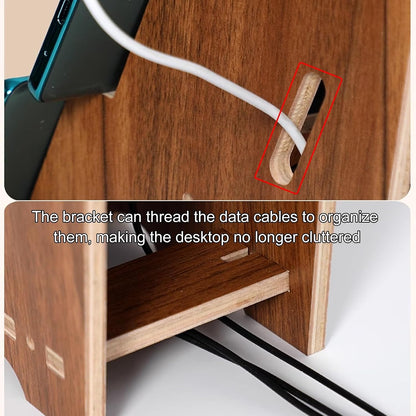 Cell Phone Holder Classroom, Wood Charging Station Rack Organizer for Multiple Devices, Cell Phone Box for Home School Office(50x11x30cm/20x4.3x12in)