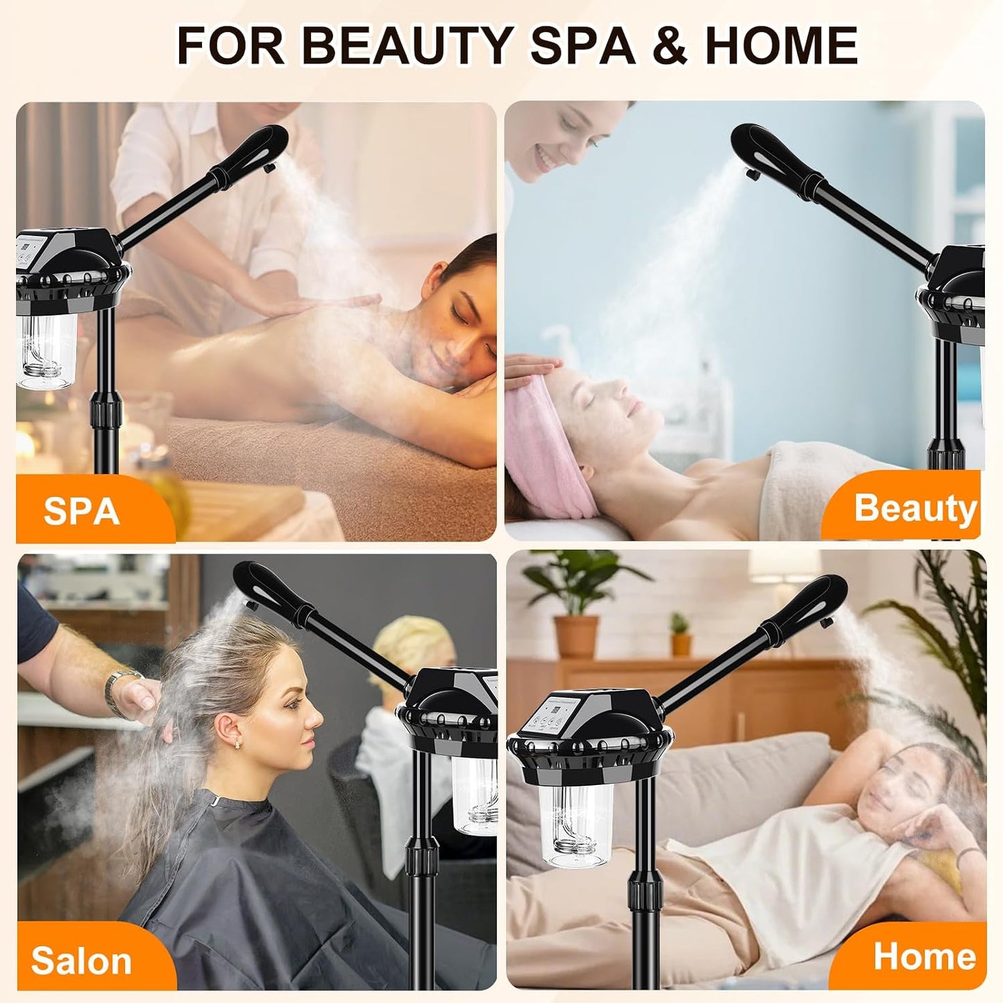 Professional Facial Steamer for Deep Cleansing and Hydration, Ozone Spa Face Steamer on Wheels, Adjustable Height and Angle,Estheticians Steamer More Steam,Suitable for Beauty, Spa and Home Use