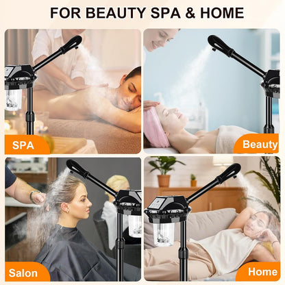 Professional Facial Steamer for Deep Cleansing and Hydration, Ozone Spa Face Steamer on Wheels, Adjustable Height and Angle,Estheticians Steamer More Steam,Suitable for Beauty, Spa and Home Use