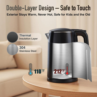 Mecity Electric Kettle 1.7L Touch Screen Temperature Control Water Boiler, No Plastic Contact with Water. 6 Preset Temperature Programs, 2 Hours Keep Warm, Auto Shut Off, Dark Grey