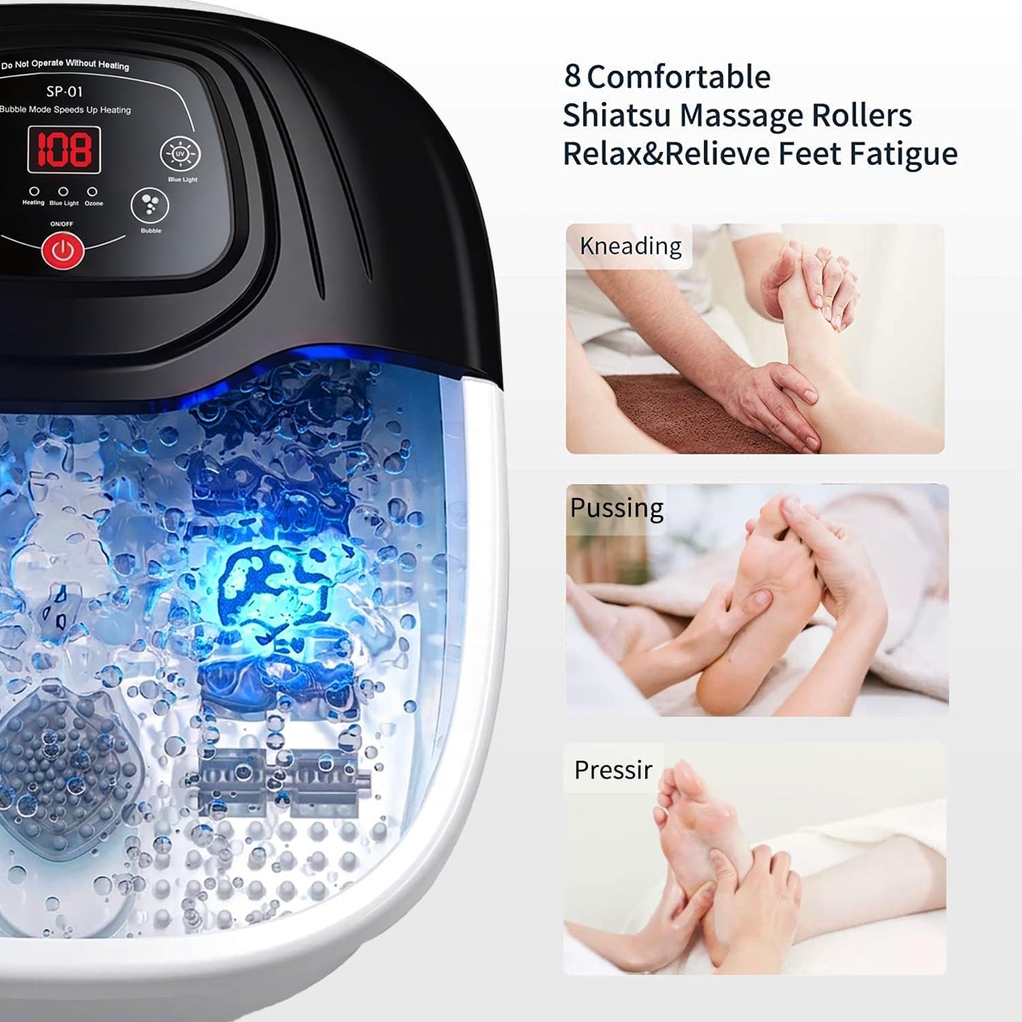 Foot Soaking Tub, Foot Spa Bath Massager with Heat, Epsom Salt,Bubbles, Vibration and Red Light,Foot Soaker, Birthday Gifts for Mom Dad Women Men Her Him