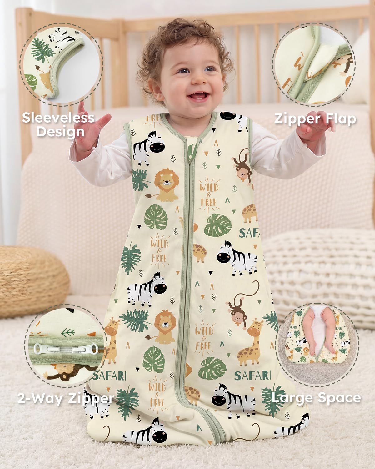 Yoofoss Baby Sleep Sack Baby Wearable Blanket 100% Cotton 2-Way Zipper Toddler Sleeping Sack