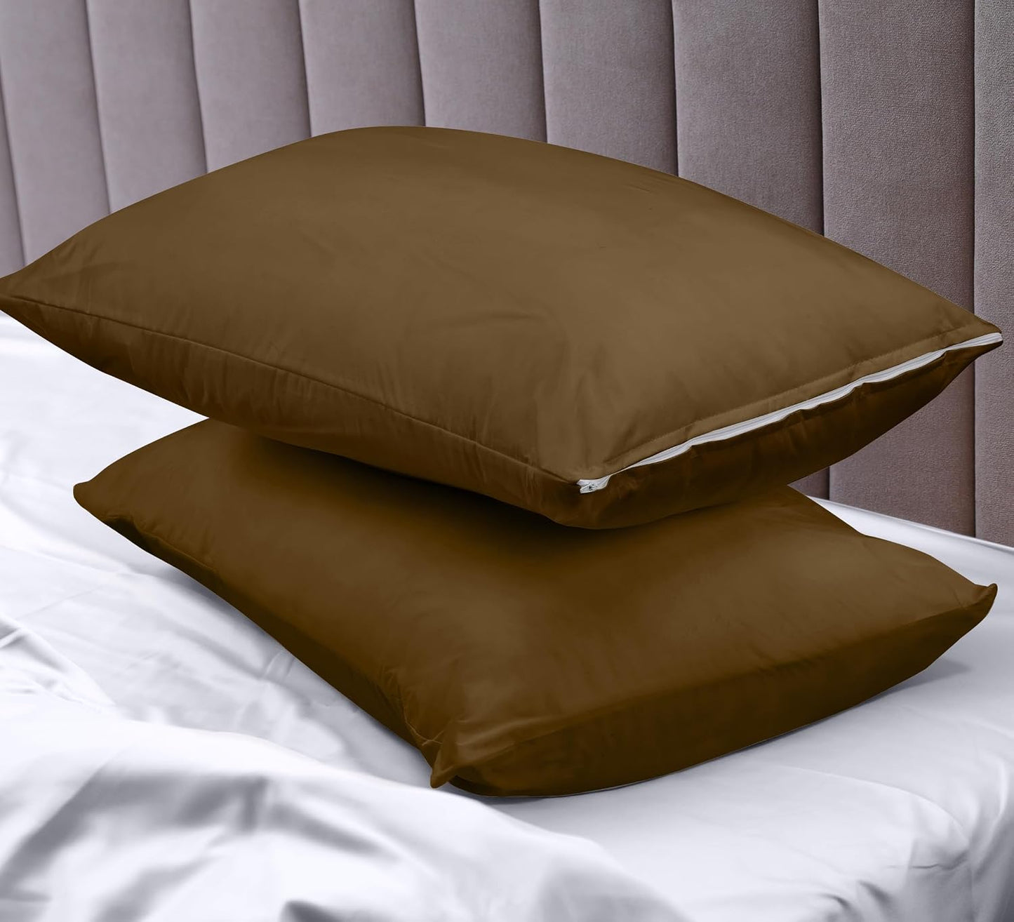 Utopia Bedding Premium 100% Waterproof Pillow Protectors with Zipper Standard Size (Set of 4), Bed Bug and Dust Mite Proof Zippered Pillow Covers, Pillow Encasement Cases, Gray