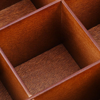 Wood Tea Storage Box, Teabag Storing 9 Compartments Wooden Tea Box Hinged Glass Lid Tea Organizer-Black