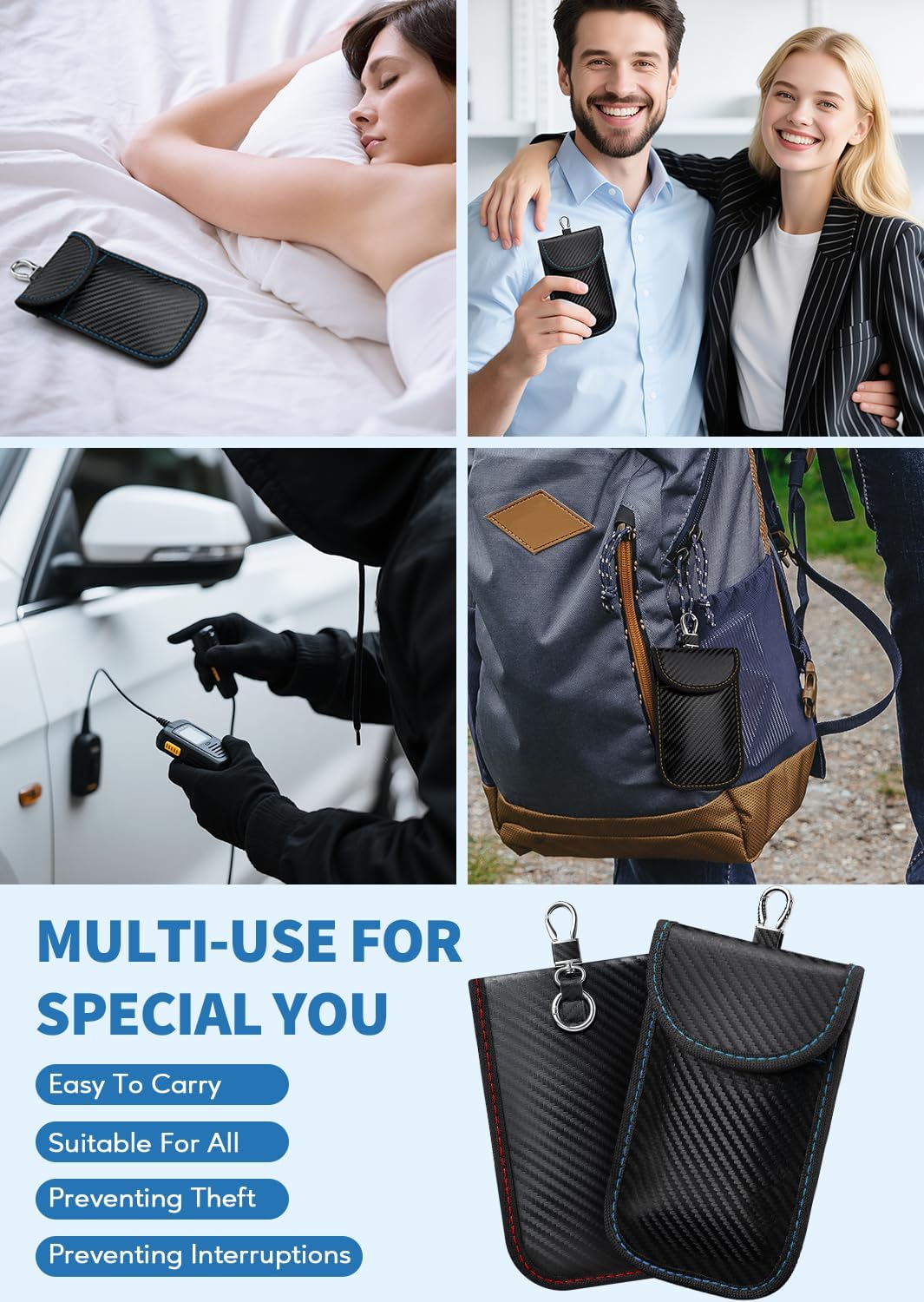 Faraday Bags for Phones, 2 Pack Signal Blocking Pouch