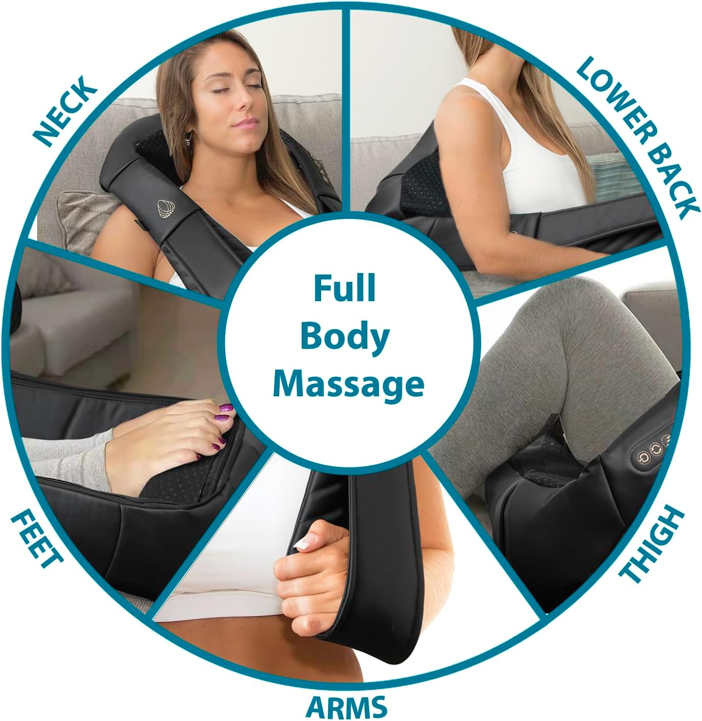 InvoSpa Shiatsu Neck and Back Massager with Heat - Deep Kneading Pillow for Massage - Electric Full Body Massager