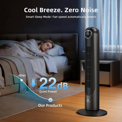 Antarctic Star T36 Tower Fan-36 Inch, Bladeless Oscillating Fan with Remote, 6 Speeds & 4 Modes, LED Display, 9H Timer, Quiet Floor Standing Fan for Bedroom Living Room Office, Pink