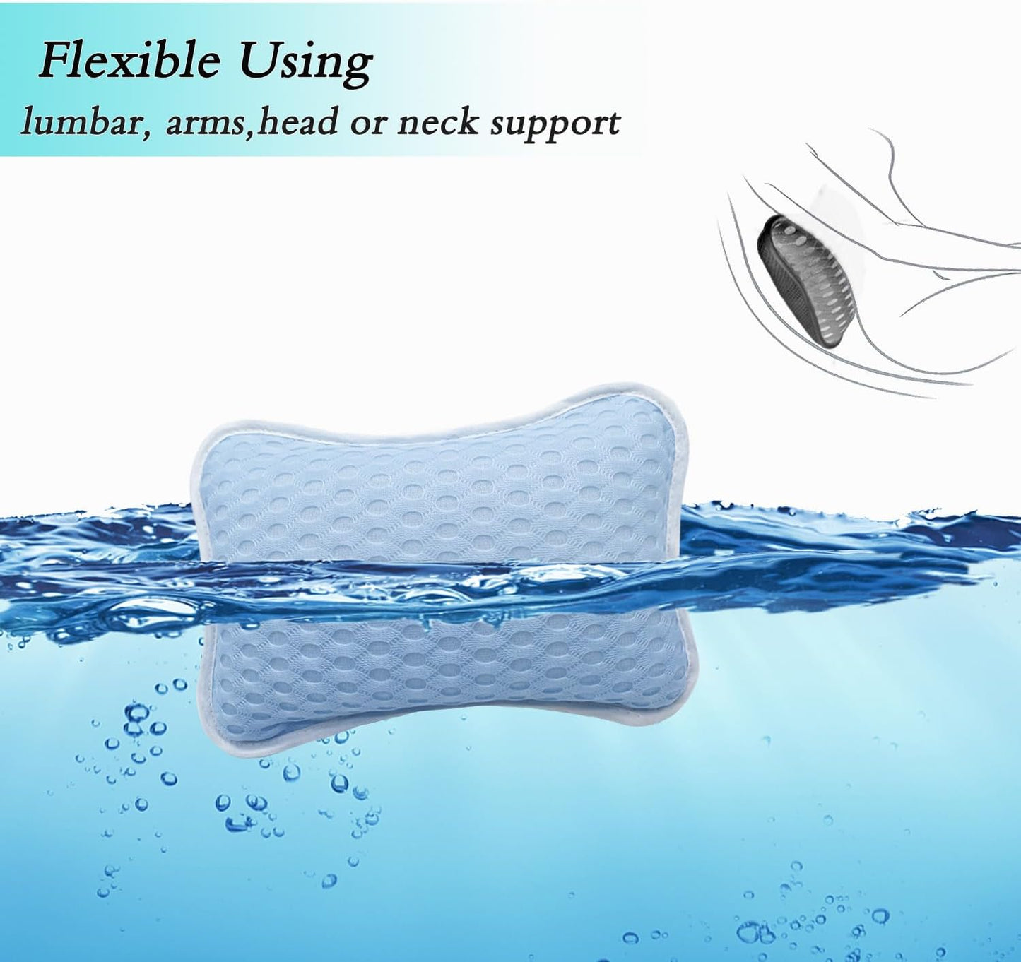 Bath Pillows for tub,Home Spa Pillows for Bathtub, Hot Tub,Head and Neck Support with 2 Strong Suction Cups,White