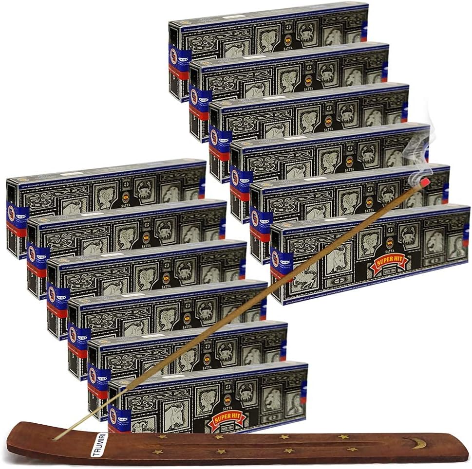 TRUMIRI Incense Stick Holder Bundle with Satya Sai Baba Nagchampa 250g Bulk Incense Sticks Nag Champa Agarbatti - Pack of 1 (Approx 250 Insence-Sticks)