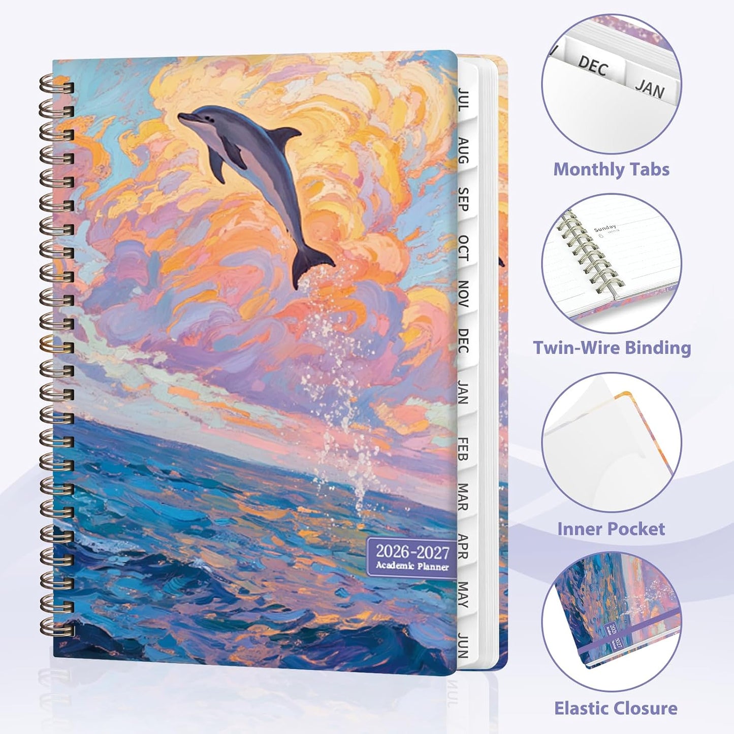 Planner 2026-2027, Weekly and Monthly Calendar Planner, JUL 2026 - JUN 2027 | Academic Year, Daily Agenda Book, A5(6.3'' x 8.5''), Sprial Bound, Inner Pocket, Office School Use