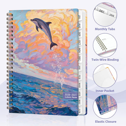 Planner 2026-2027, Weekly and Monthly Calendar Planner, JUL 2026 - JUN 2027 | Academic Year, Daily Agenda Book, A5(6.3'' x 8.5''), Sprial Bound, Inner Pocket, Office School Use