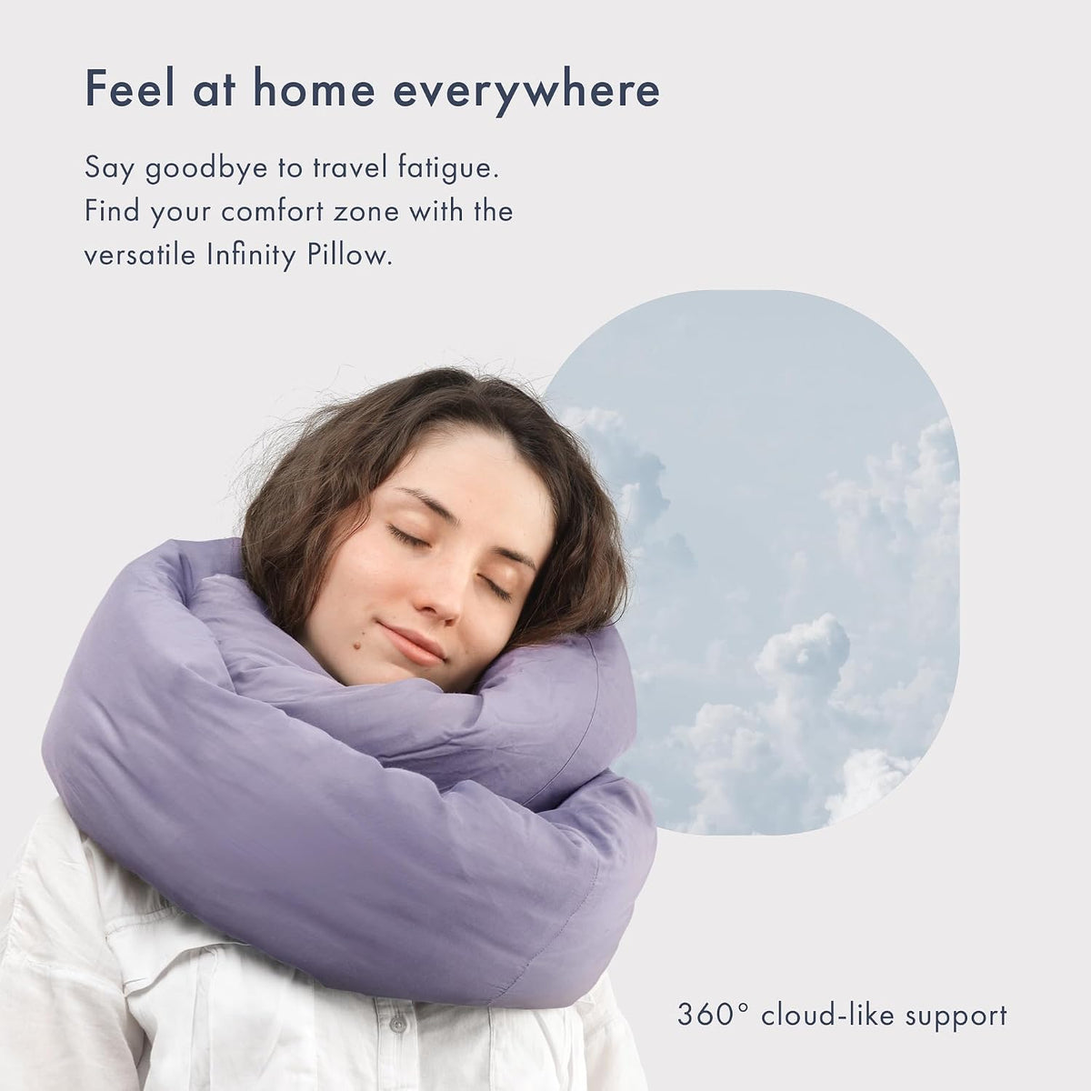 Huzi Infinity Pillow - Home Travel Soft Neck Scarf Support Sleep (Grey)