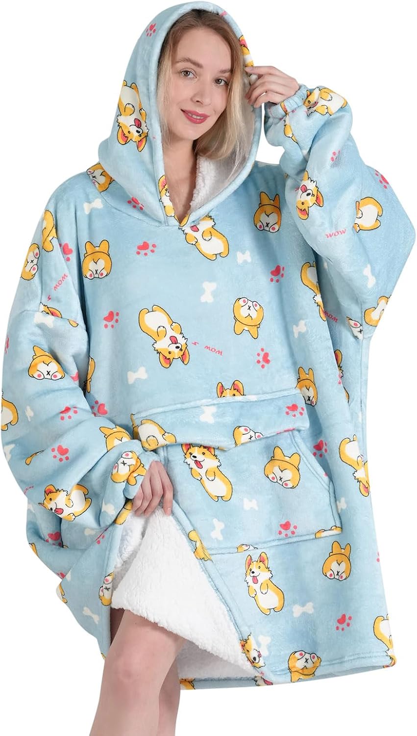 Fiosnow Sun and Moon Blanket Hoodies for Women and Men Adult Oversize Wearable Blanket Hoodies for Soft and Warm