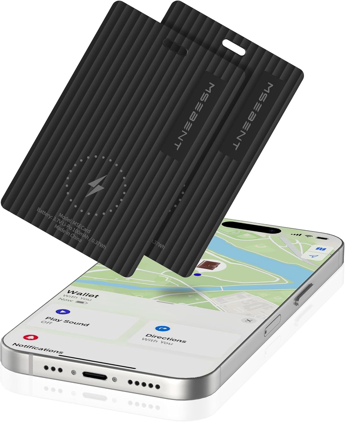 Air Tag Wallet Tracker Card, Rechargeable with Wireless Charging, Works with Apple Find My (iOS Only), Apple MFi Certified, IP67 Waterproof Item Finder for Wallet, Passport & Luggage