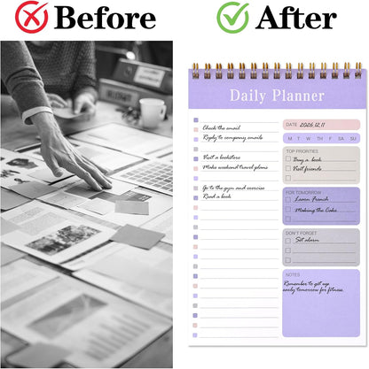 LABUK 10 Pack Daily To Do List Notepads 5" x 8" Daily Planner 30 Sheets Spiral to Do List Notebook for Classroom Office Plan Work Schedule Checklist